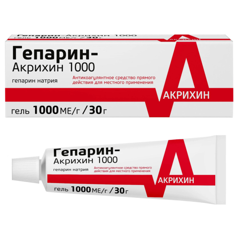 Гепарин-акрихин 1000 1000ме/г 30г гель