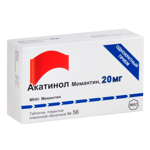 Акатинол мемантин 20мг таблетки, покрытые оболочкой, 56 шт.