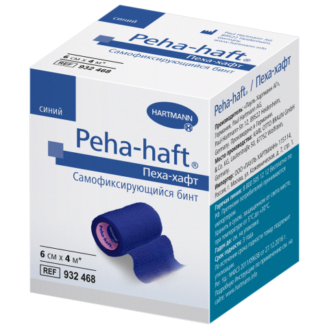 Peha-haft / Пеха-хафт самофиксирующийся бинт 4 м х 6 см синий, 1 шт.