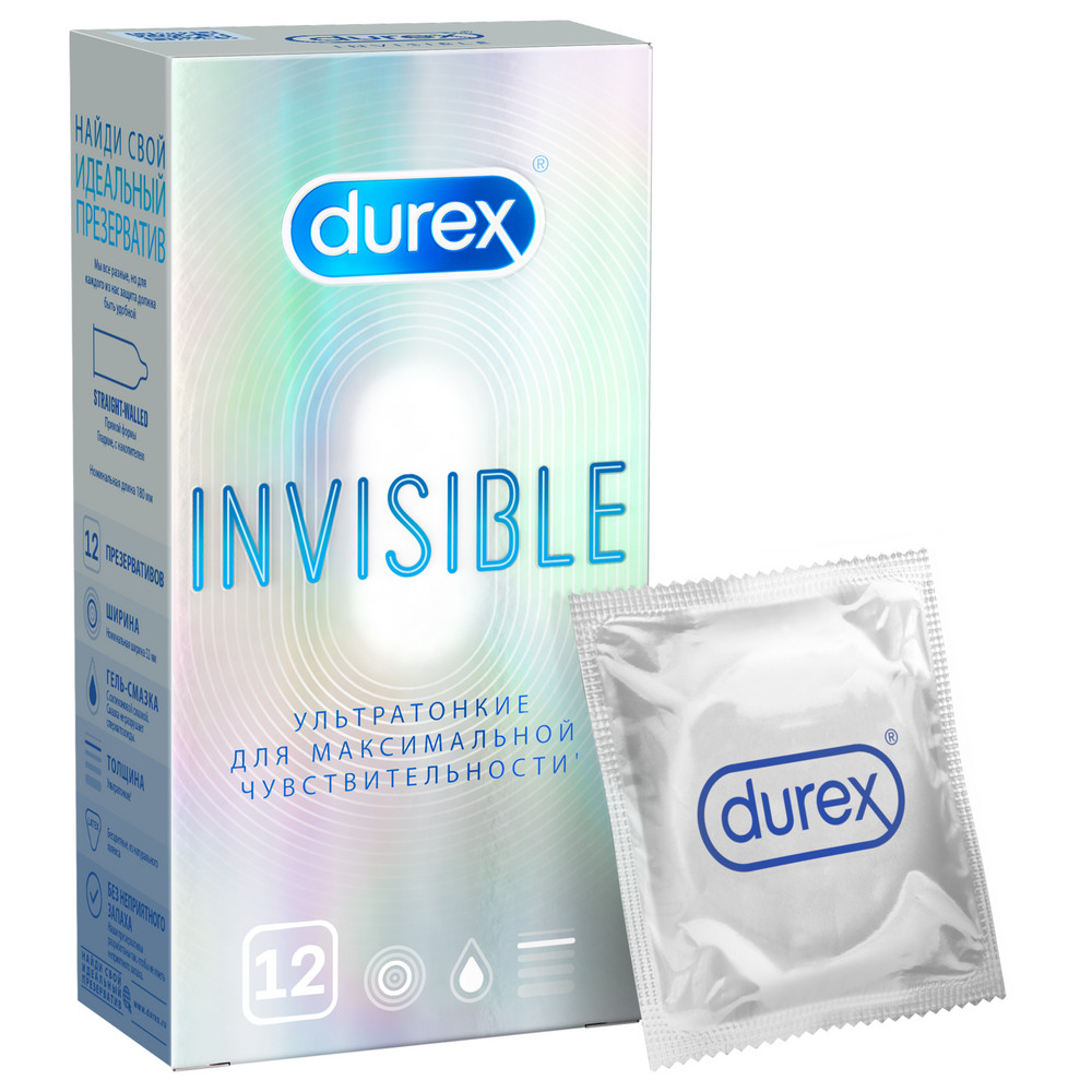 Дюрекс презервативы инвизибл ультратонкие, 12 шт.