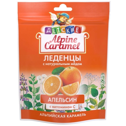 Альпийская карамель Леденцы детские Апельсин с витамином С, 75г