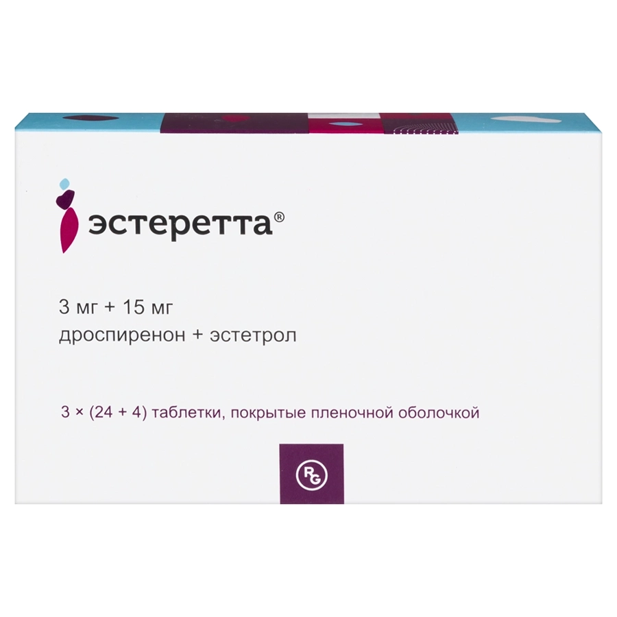 Эстеретта 3 мг + 15 мг таблетки, 84 шт.