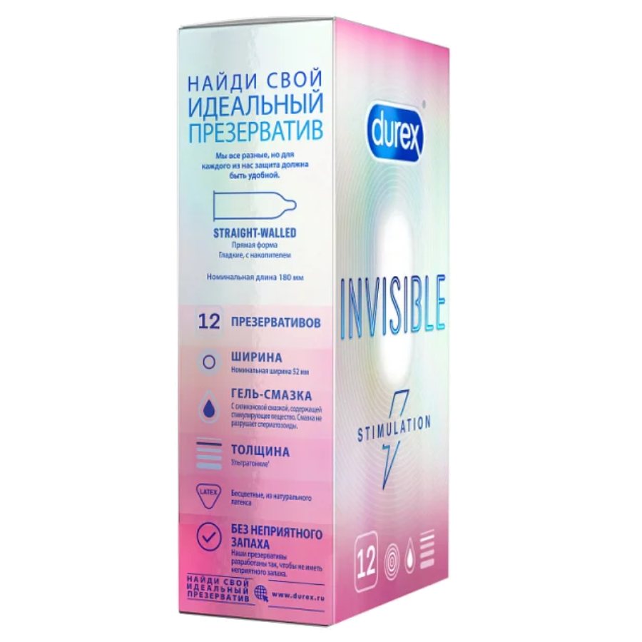 Дюрекс (Durex) Презервативы Invisible Stimulation, 12 шт.