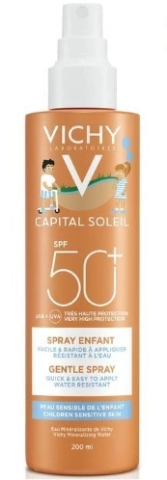 Vichy capital soleil спрей солнцезащитный для детей легкий водостойкий spf50+ с повышенной защитой 200 мл