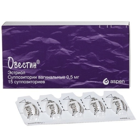 Овестин 0,5 мг суппозитории вагинальные, 15 шт.