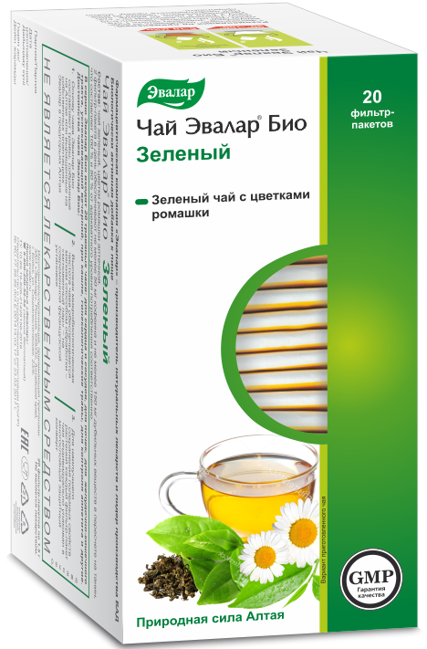 Чай Эвалар Био Зеленый фильтр-пакеты 1,5 г, 20 шт.