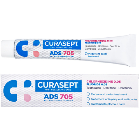 Курасепт зубная паста ADS 705 CHX 0,05% без SLS, 220 ppm F, 75 мл
