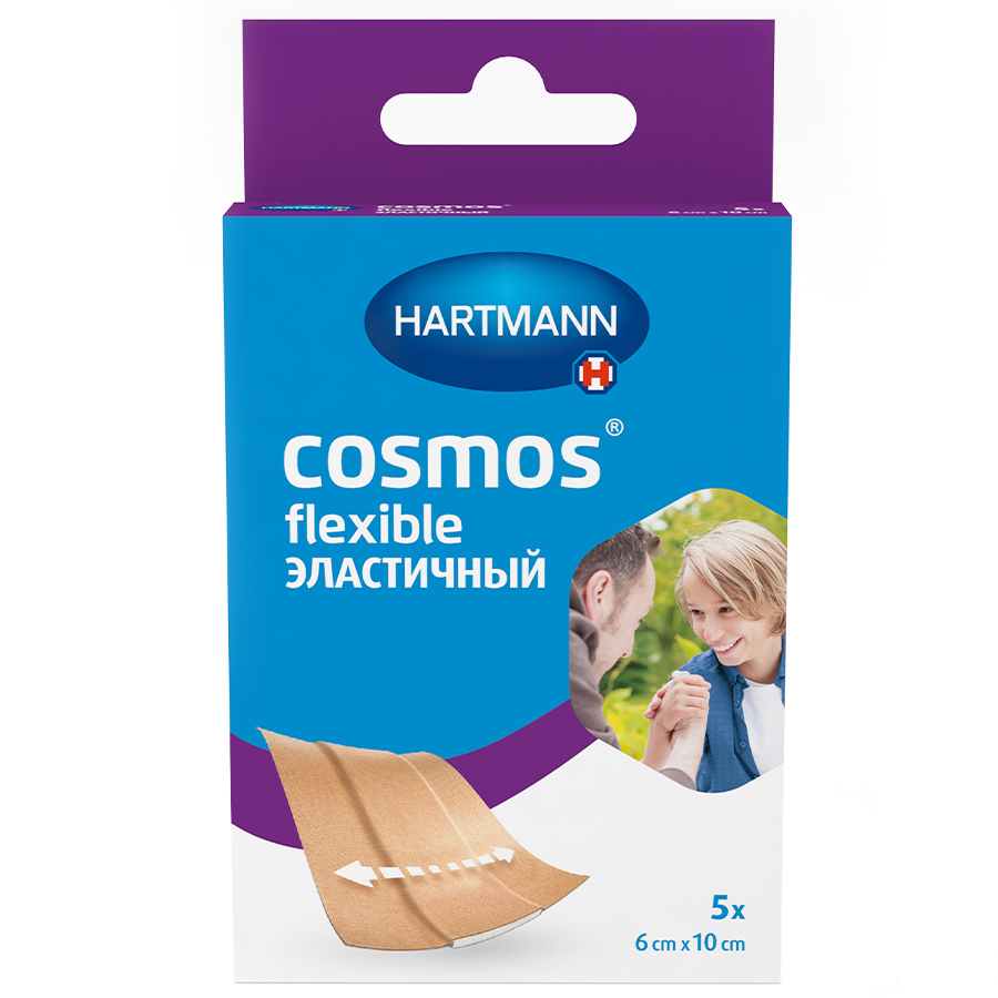 Cosmos / Космос Textile Elastic пластырь текстильный эластичный 6 см х 10 см, 5 шт.