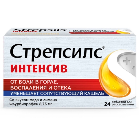 Стрепсилс интенсив мед-лимон таблетки для рассасывания, 24 шт.