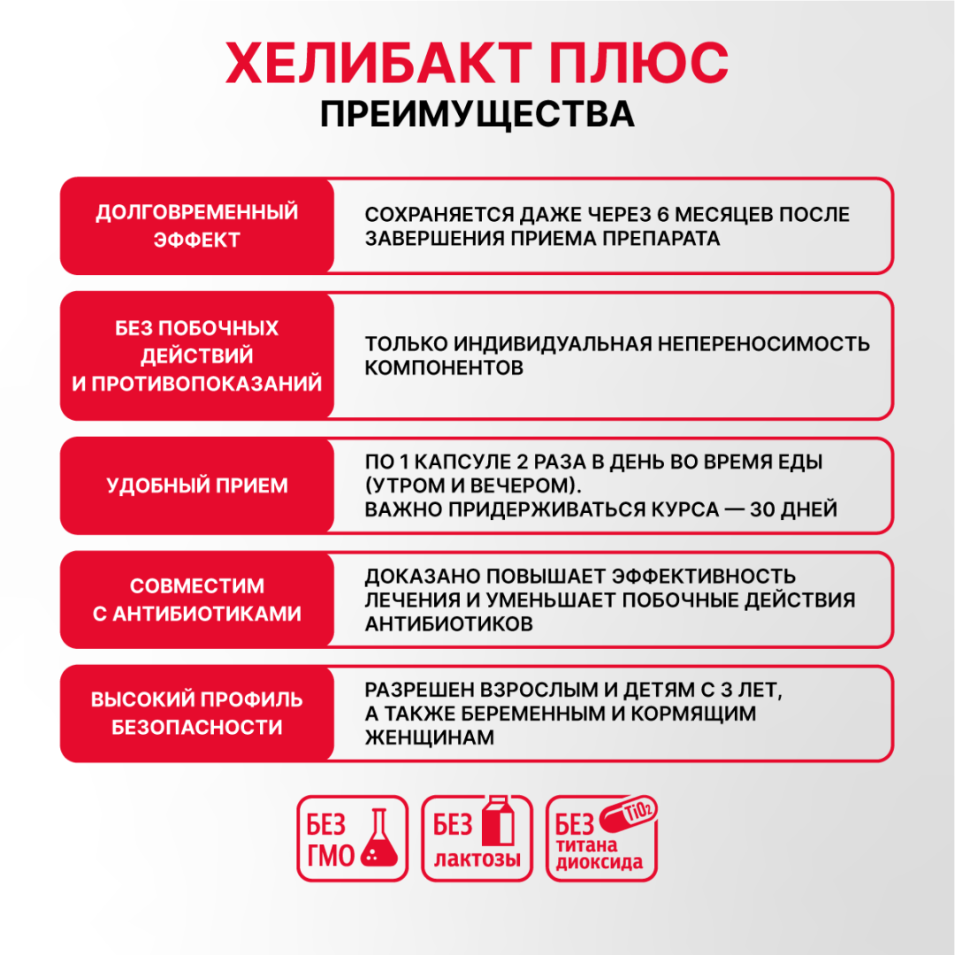 Хелибакт плюс №30 капс по 0,33 г, блистер