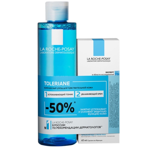 ЛяРошПозе Толеран Сенс набор крем увлажняющий, 40 мл + тоник успокаивающий, 200 мл