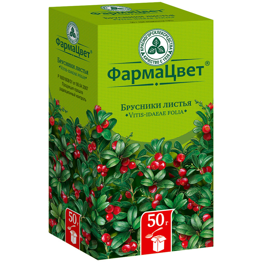 Брусники листья пачка, 50г