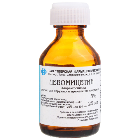 Левомицетин 3%-25 мл спирт р-р