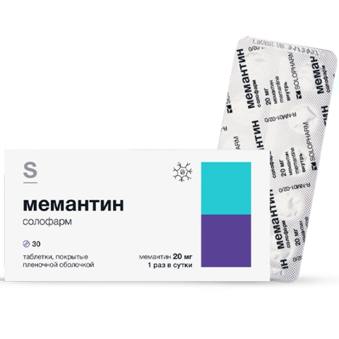 Мемантин Солофарм 20 мг таблетки, 30 шт.