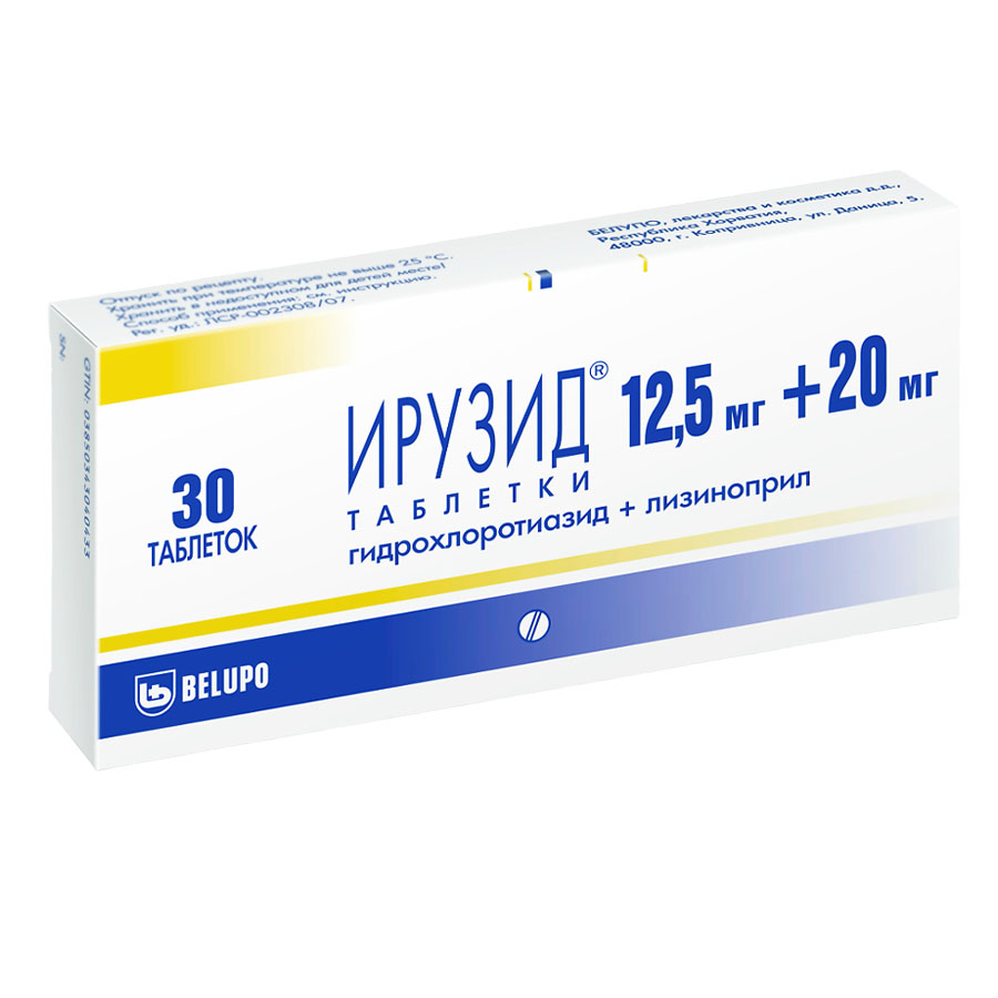 Ирузид 12,5 мг + 20 мг таблетки, 30 шт.