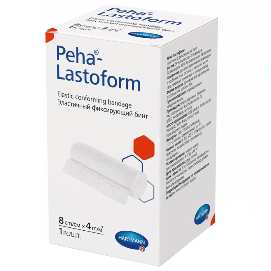 Пеха-Ластоформ бинт 4м х 8см эластичный фиксирующий, 1 шт.