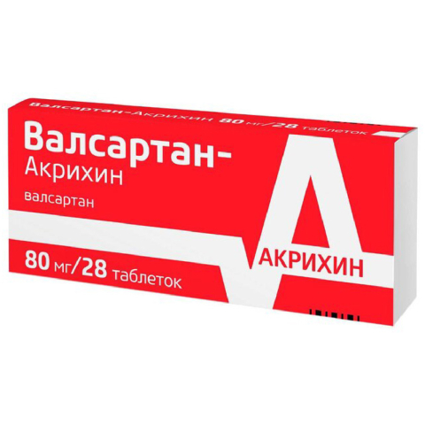 Валсартан-Акрихин таблетки покрыт.плен.об. 80 мг, 28 шт.