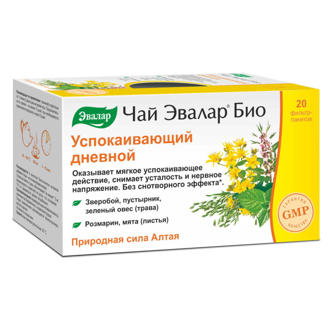 Чай Эвалар Био Успокаивающий Дневной 1,5г фильтр-пакеты, 20 шт.