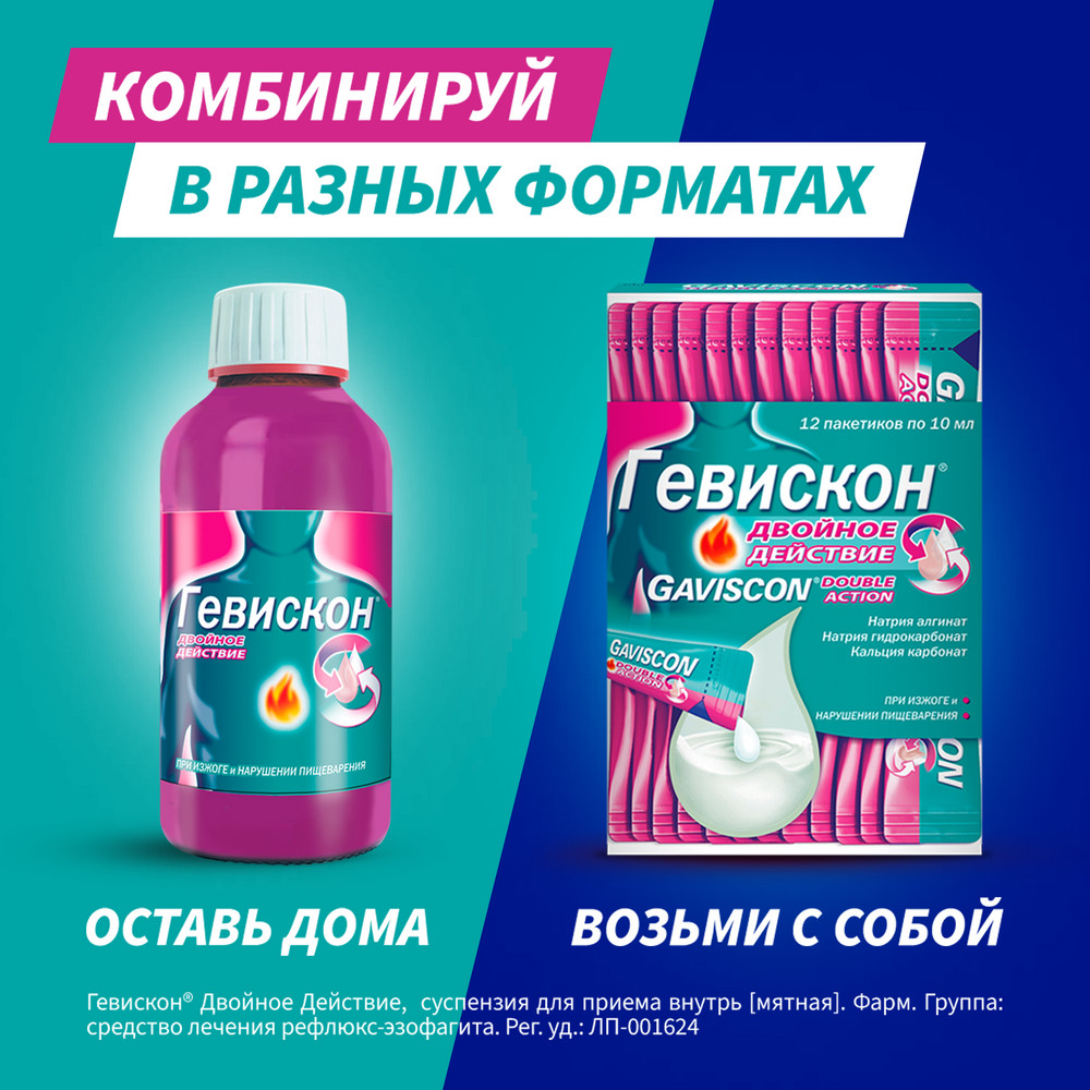 Гевискон двойное действие суспензия мята, 150 мл