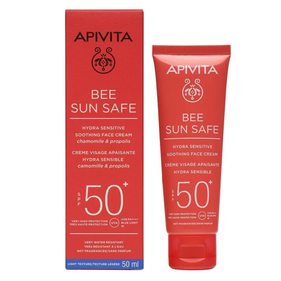 Apivita Bee Sun Safe Солнцезащ. крем для лица SPF50+ успокаивающ. для чувст. кожи, 50 мл