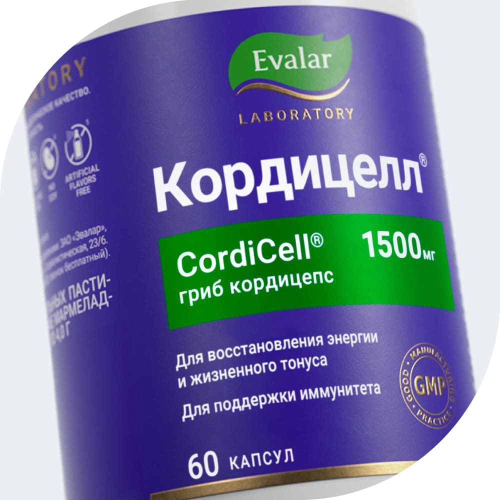 Кордицелл Evalar Laboratory 500 мг капсулы банка, 60 шт.