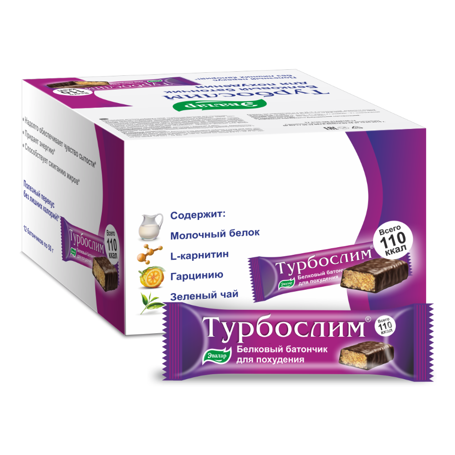 Турбослим 50г батончик для похудения, 12 шт.