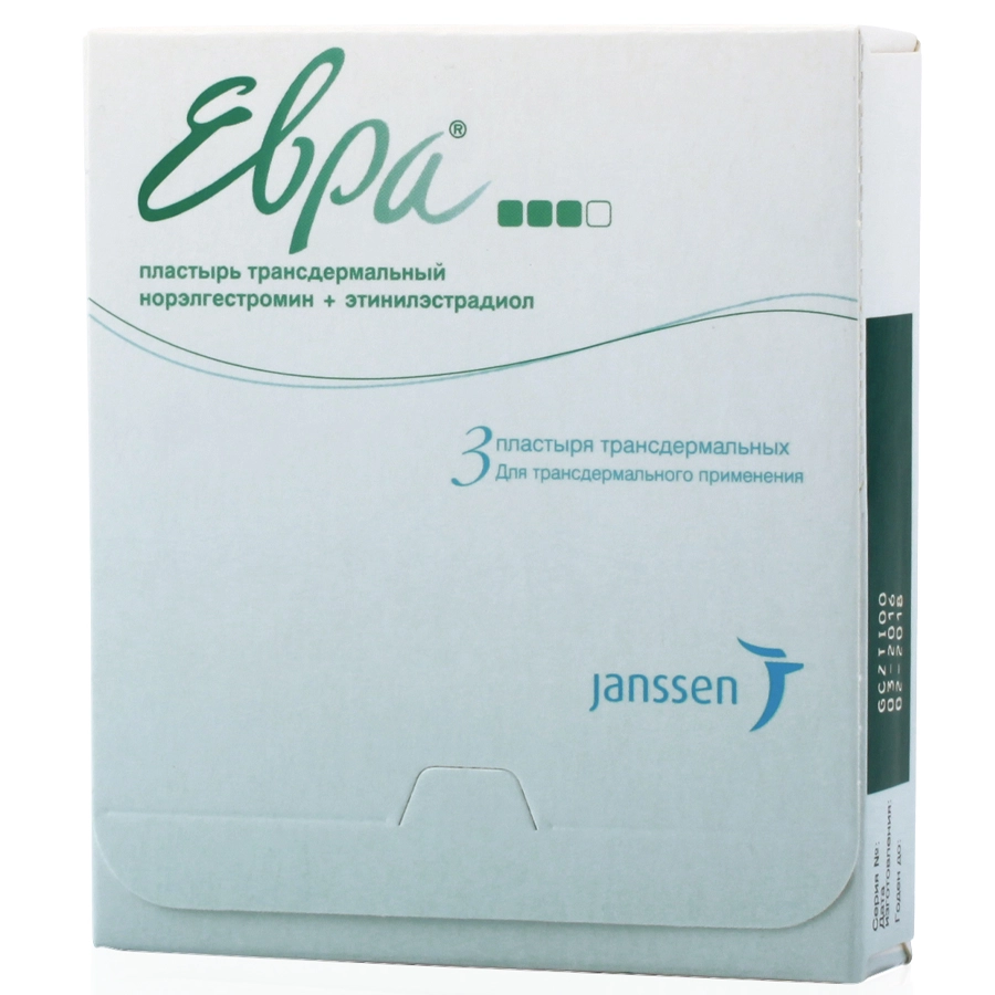 Евра 203 мкг + 39,9 мкг/24 ч пластырь трансдермальный, 3 шт.