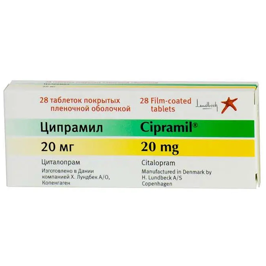 Ципрамил 20 мг таблетки, 28 шт.
