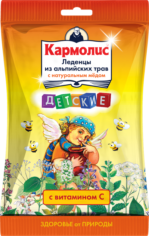 Кармолис леденцы детские с медом и витамином С, 75 г