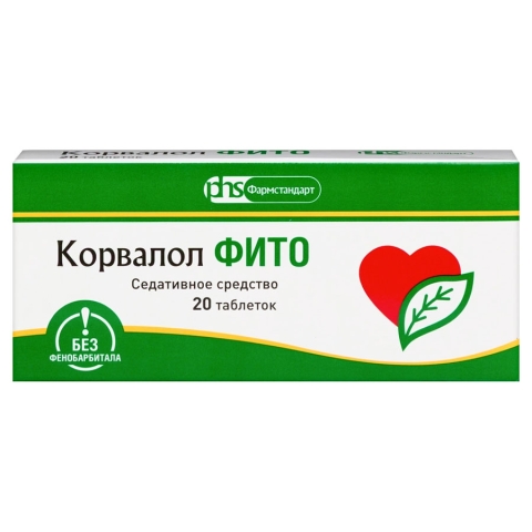 Корвалол Фито 1,16 мг + 28 мг + 16,4 мг таблетки, 20 шт.