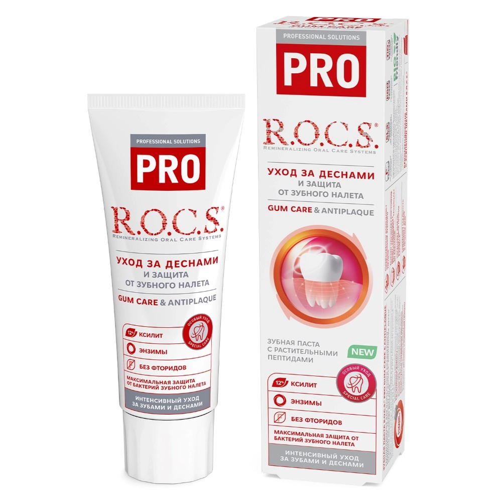 Rocs зубная паста pro gum care&antiplaque 74 гр