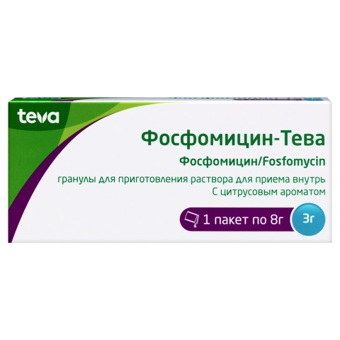 Фосфомицин-Тева 3г гранулы для приготовления раствора для приема внутрь, 1 шт.