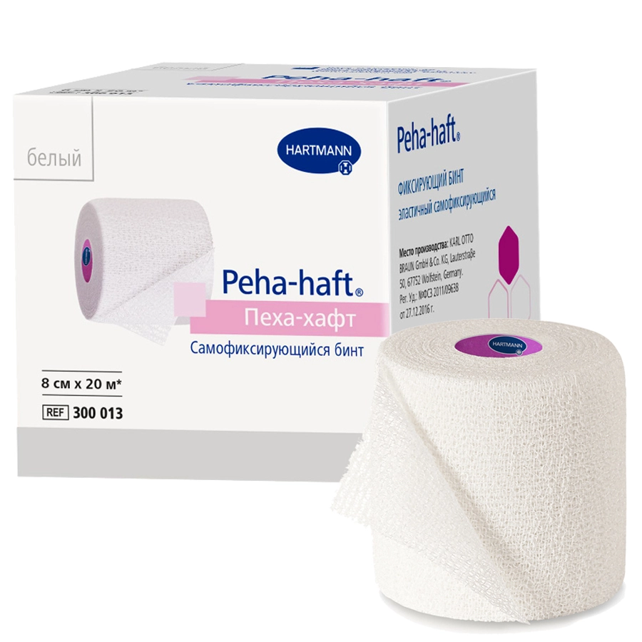 Пеха-хафт бинт 20м х 8см эластичный самофиксирующийся белый, 1 шт.