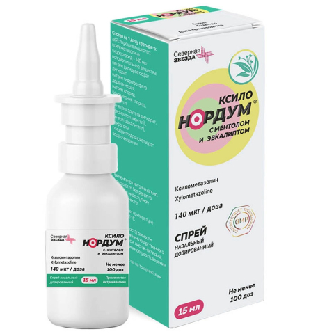 Ксило Нордум с ментолом и эвкалиптом 140 мкг/доза спрей назальный, 15 мл