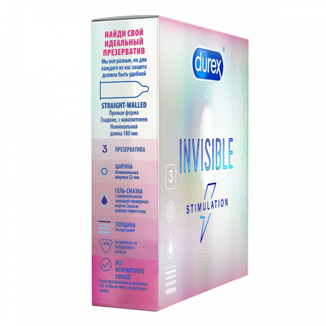 Дюрекс (Durex) Презервативы Invisible Stimulation, 3 шт.