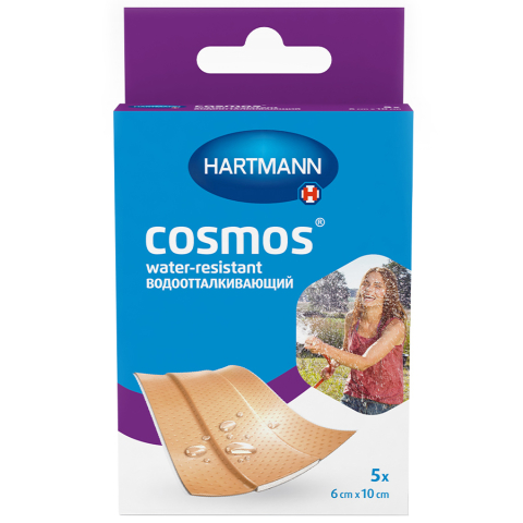 Пластырь cosmos water-resistant / Космос Водоотталкивающий (нестерильно) 6х10 см, 5 шт.