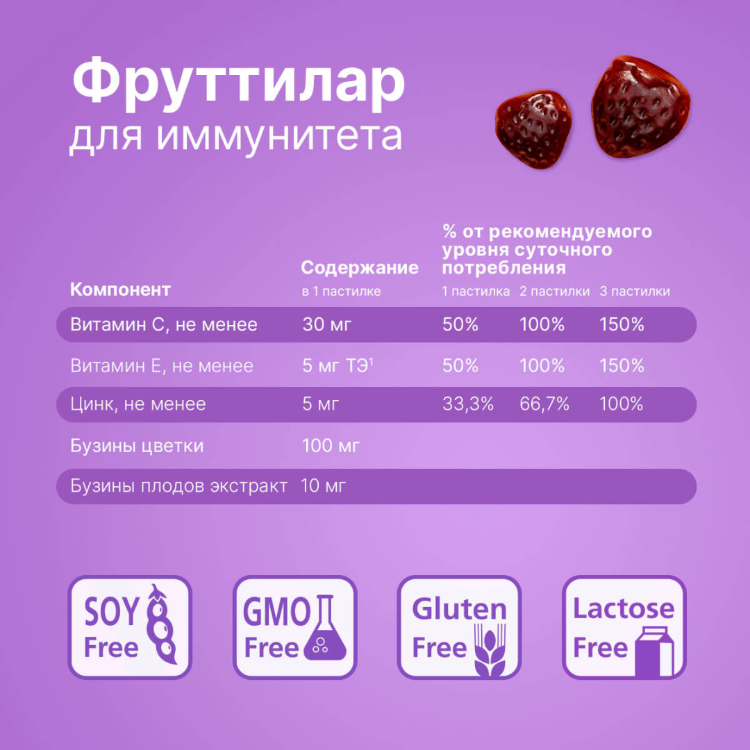 Фруттилар Витамины для иммунитета жевательные пастилки в форме мармеладных ягод, 30 шт, Эвалар