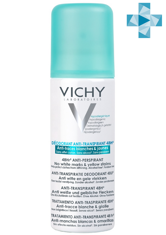 Виши (Vichy) Дезодорант-аэрозоль против белых и желтых пятен 48 часов защиты, 125 мл