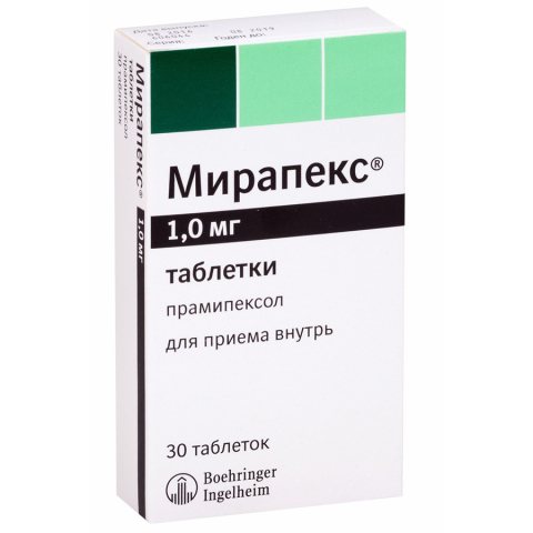 Мирапекс 1 мг 30 шт. таблетки
