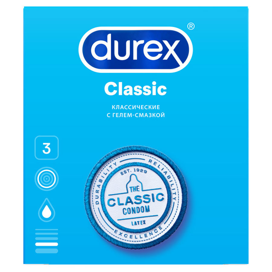 Дюрекс Презервативы классик, 3 шт.