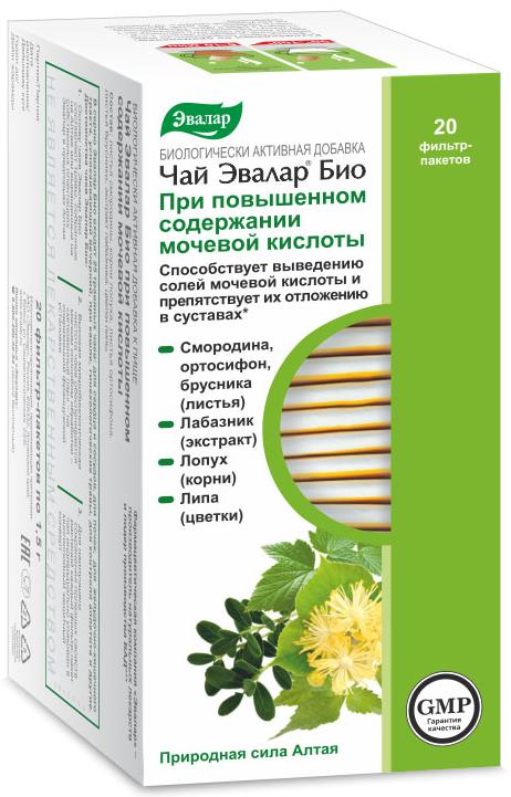 Чай Эвлар Био При повыш.содержании мочевой кислоты фильтр-пакеты 1,5 г, 20 шт.
