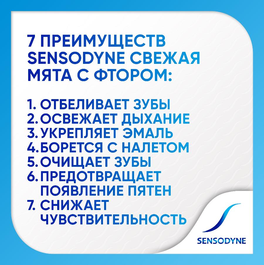 Зубная паста Sensodyne с фтором свежая мята защита от кариеса для чувствительных зубов, 75 мл