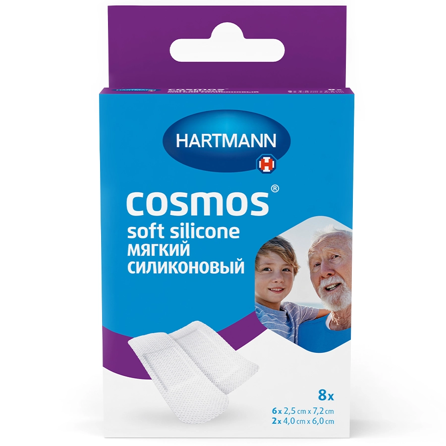 Космос 2р пластырь софт силикон, 8 шт.
