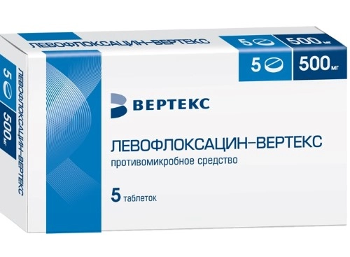 Левофлоксацин-вертекс 500 мг 5 шт. таблетки, покрытые пленочной оболочкой