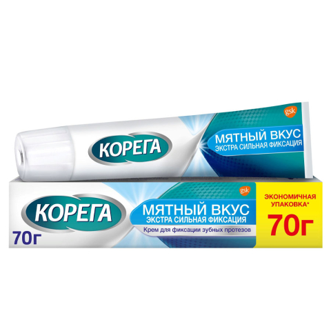 Корега крем для фиксации зубных протезов экстра сильный мятный, 70г