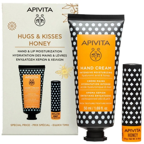 Апивита набор Крем для рук интенсивный увлажняющий Гиалуроновая кислота+Мед, 50 мл + уход для губ Мед, 4,4г