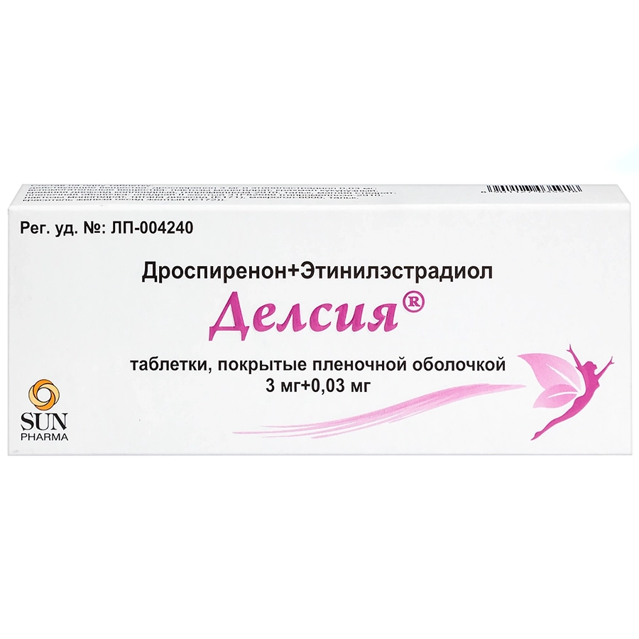 Делсия 3 мг + 0,03 мг таблетки, 21 шт. х3