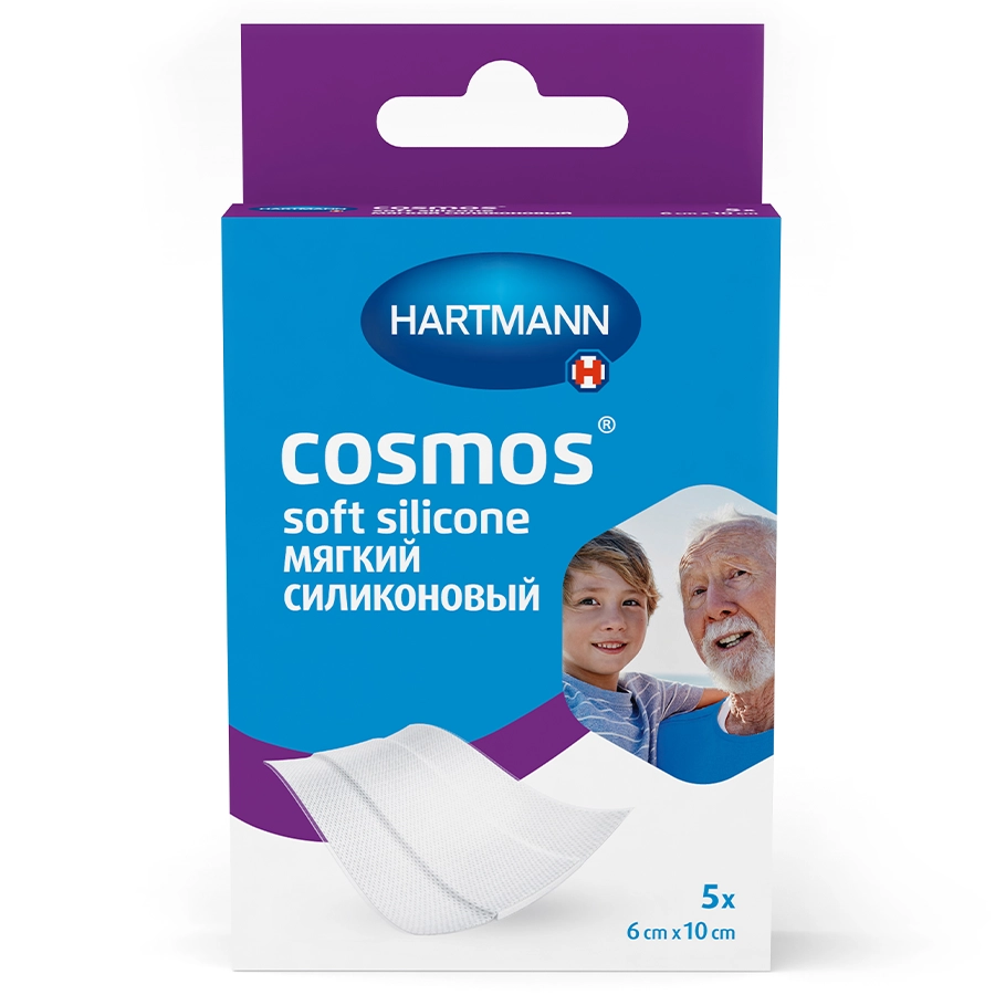Космос 6 х 10 см пластырь софт силикон, 5 шт.