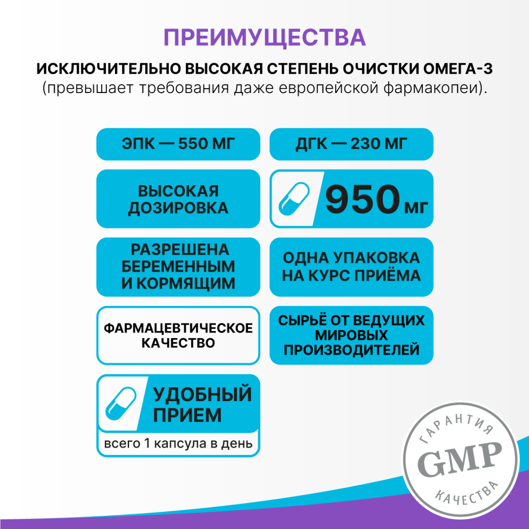 Тройная Омега-3 950 мг капсулы, 30 шт, Эвалар