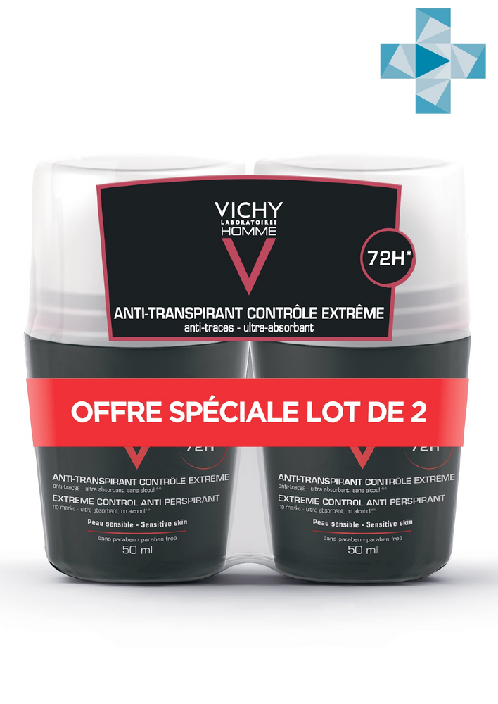 Виши (Vichy) Набор Мужской дезодорант против изб. потоотделения с защитой 72 часа 50мл х2